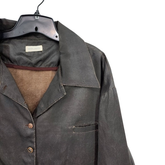 Krista Larson Women's 100% Silk Button Front Pocket Jacket - OS - Picture 2 of 6